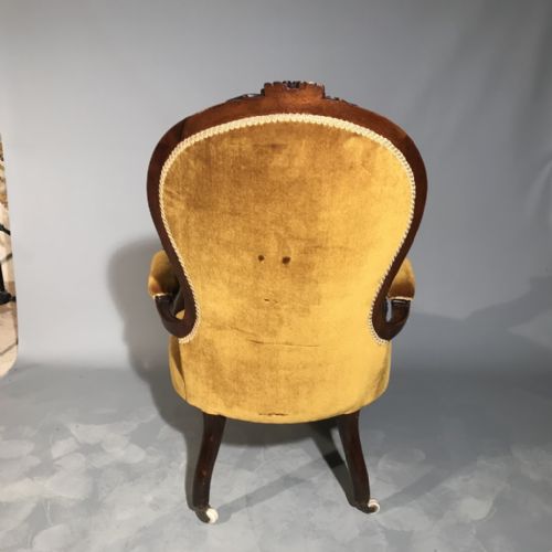 WALNUT VICTORIAN SPOON BACK ARMCHAIR - ADDITIONAL PHOTO 2