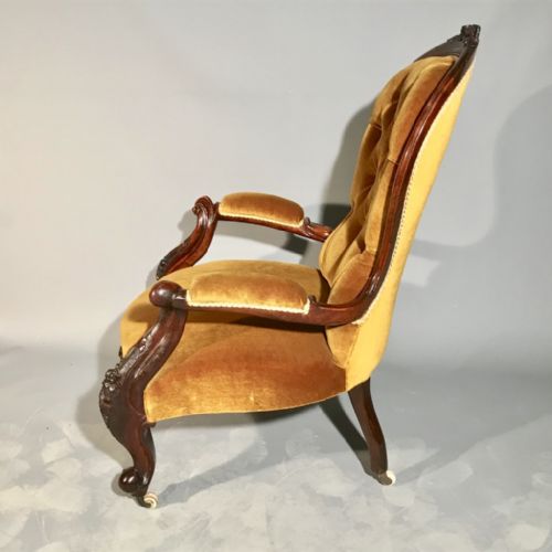 WALNUT VICTORIAN SPOON BACK ARMCHAIR - ADDITIONAL PHOTO 3
