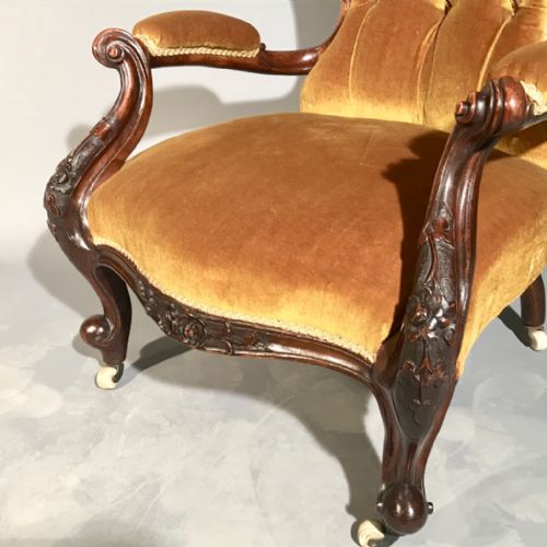 WALNUT VICTORIAN SPOON BACK ARMCHAIR - ADDITIONAL PHOTO 6