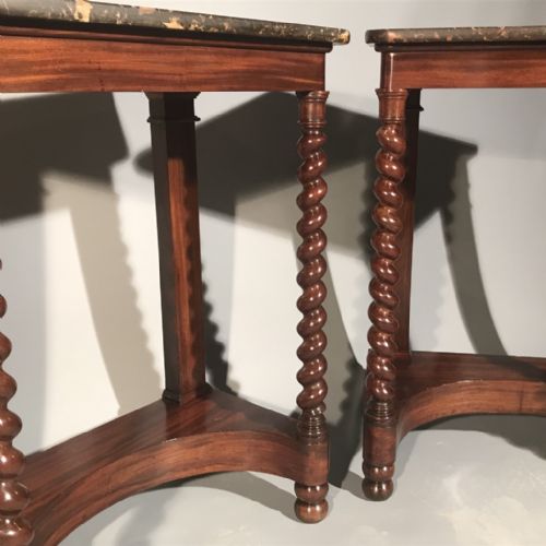 PAIR OF FRENCH CONSOLE TABLES WITH BARLEY TWIST COLUMNS - ADDITIONAL PHOTO 6