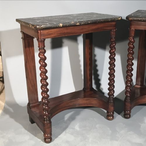 PAIR OF FRENCH CONSOLE TABLES WITH BARLEY TWIST COLUMNS - ADDITIONAL PHOTO 7