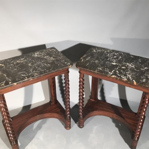 PAIR OF FRENCH CONSOLE TABLES WITH BARLEY TWIST COLUMNS - ADDITIONAL PHOTO 9