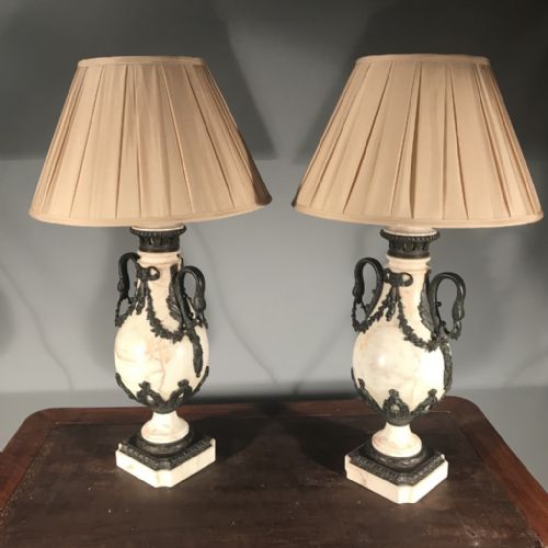 PAIR OF C19TH FRENCH MARBLE CASSOLETTE LAMPS - ADDITIONAL PHOTO 5