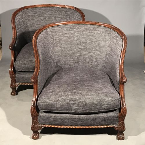 pair of large georgian style tub armchairs - CATEGORY: ANTIQUE CHAIRS - DATED 1920