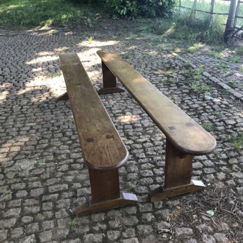 PAIR OF FRENCH SOLID OAK BENCHES 250CM LONG - ADDITIONAL PHOTO 3