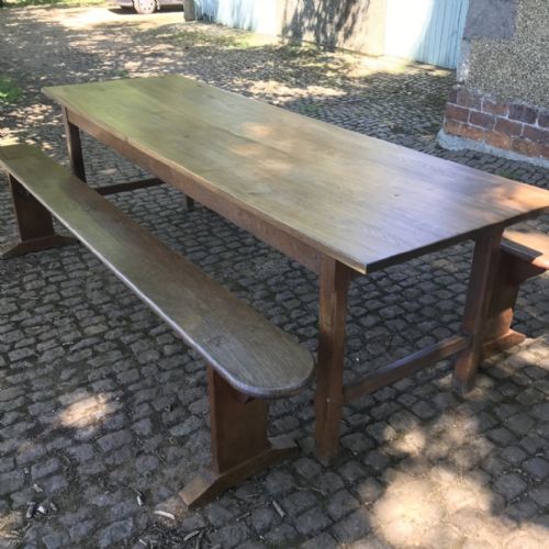 PAIR OF FRENCH SOLID OAK BENCHES 250CM LONG - ADDITIONAL PHOTO 4