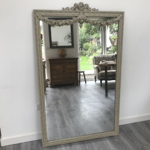 french painted mirror with garlands 158cm high - CATEGORY: ANTIQUE MIRRORS - DATED 1900