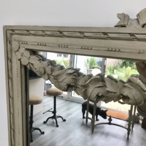 FRENCH PAINTED MIRROR WITH GARLANDS 158CM HIGH - ADDITIONAL PHOTO 3