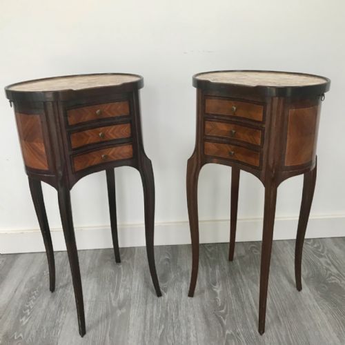 fabulous pair of kidney side tables with slides - CATEGORY: ANTIQUE TABLES - DATED 1920