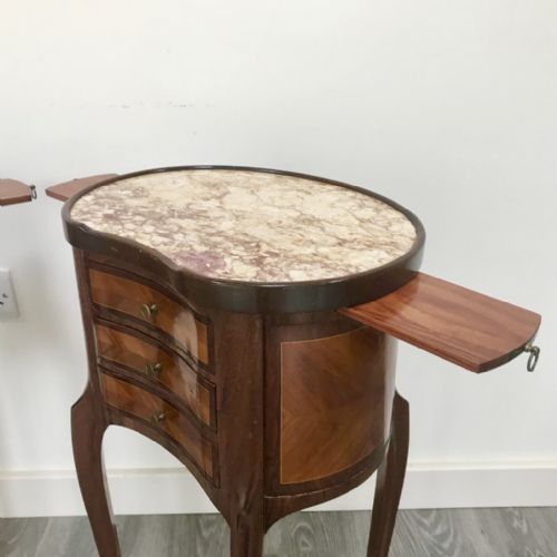 FABULOUS PAIR OF KIDNEY SIDE TABLES WITH SLIDES - ADDITIONAL PHOTO 1