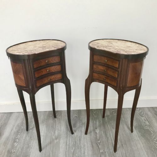 FABULOUS PAIR OF KIDNEY SIDE TABLES WITH SLIDES - ADDITIONAL PHOTO 2