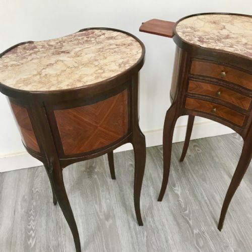 FABULOUS PAIR OF KIDNEY SIDE TABLES WITH SLIDES - ADDITIONAL PHOTO 4