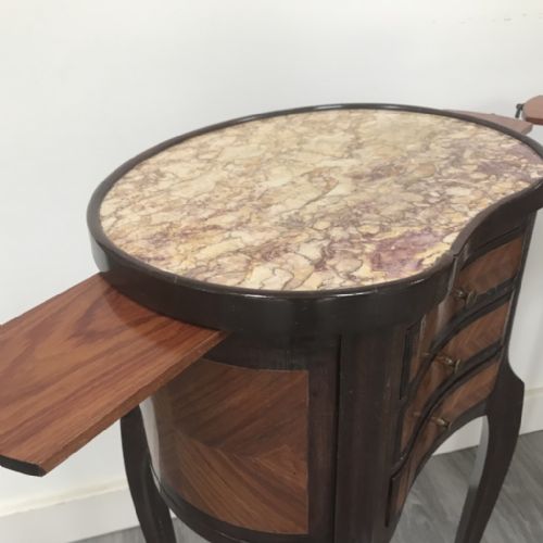 FABULOUS PAIR OF KIDNEY SIDE TABLES WITH SLIDES - ADDITIONAL PHOTO 6