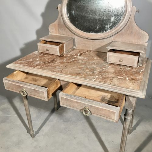 FRENCH LIMED OAK DRESSING TABLE WITH MARBLE - ADDITIONAL PHOTO 1