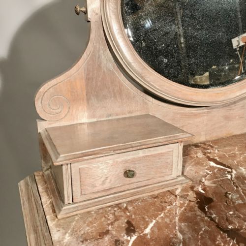 FRENCH LIMED OAK DRESSING TABLE WITH MARBLE - ADDITIONAL PHOTO 2
