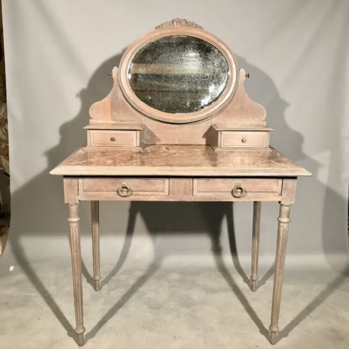 FRENCH LIMED OAK DRESSING TABLE WITH MARBLE - ADDITIONAL PHOTO 3