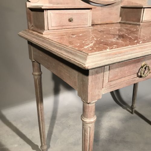 FRENCH LIMED OAK DRESSING TABLE WITH MARBLE - ADDITIONAL PHOTO 4