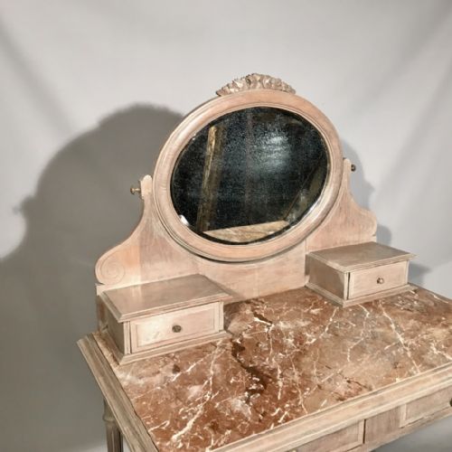 FRENCH LIMED OAK DRESSING TABLE WITH MARBLE - ADDITIONAL PHOTO 5