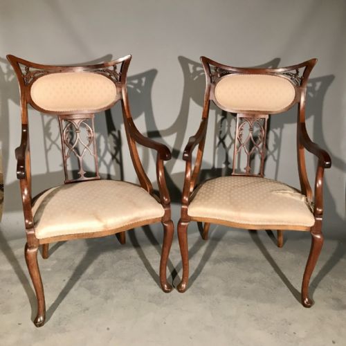 pair of arts and crafts elbow armchairs - CATEGORY: ANTIQUE CHAIRS - DATED 1910