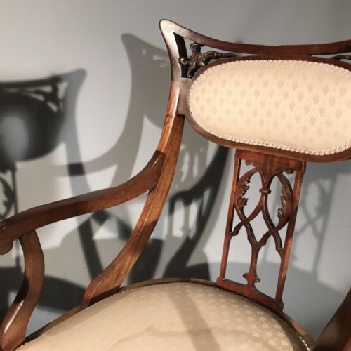 PAIR OF ARTS AND CRAFTS ELBOW ARMCHAIRS - ADDITIONAL PHOTO 2