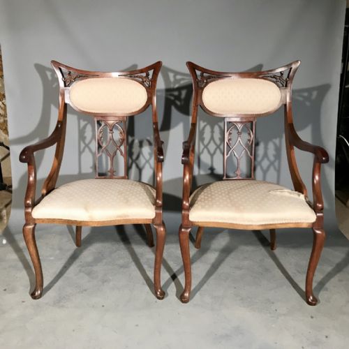 PAIR OF ARTS AND CRAFTS ELBOW ARMCHAIRS - ADDITIONAL PHOTO 6