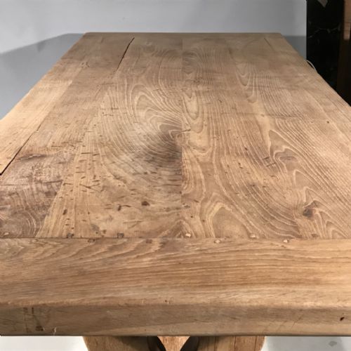 2M FRENCH SOLID SCRUBBED OAK MONASTERY TABLE - ADDITIONAL PHOTO 6