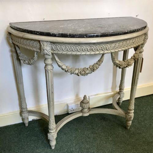 SUPERB C19TH FRENCH PAINTED CONSOLE TABLE - ADDITIONAL PHOTO 7