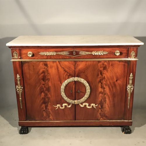 STUNNING QUALITY FRENCH EMPIRE CABINET CHEST WITH BRASS MOUNTS - ADDITIONAL PHOTO 4