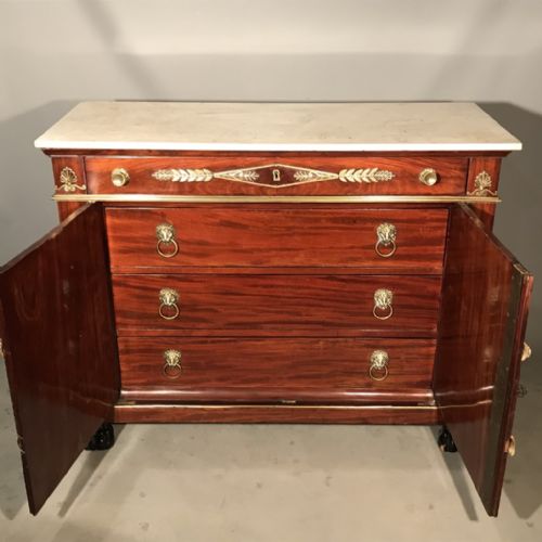 STUNNING QUALITY FRENCH EMPIRE CABINET CHEST WITH BRASS MOUNTS - ADDITIONAL PHOTO 5