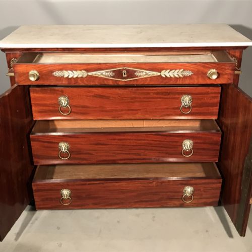 STUNNING QUALITY FRENCH EMPIRE CABINET CHEST WITH BRASS MOUNTS - ADDITIONAL PHOTO 6