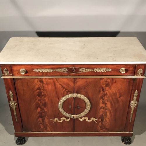 STUNNING QUALITY FRENCH EMPIRE CABINET CHEST WITH BRASS MOUNTS - ADDITIONAL PHOTO 7