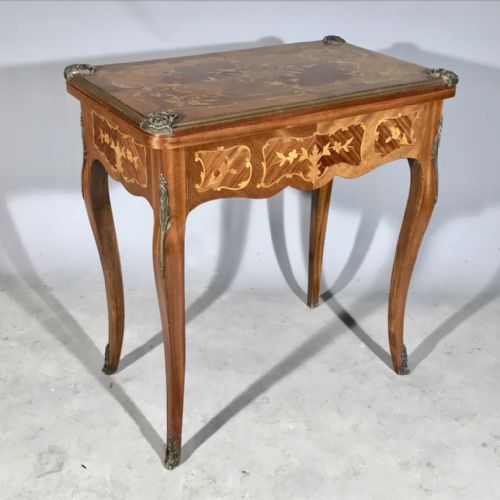 french marquetry games table with brass mounts - CATEGORY: ANTIQUE TABLES - DATED 1920