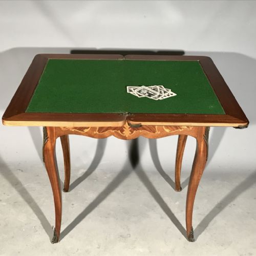 FRENCH MARQUETRY GAMES TABLE WITH BRASS MOUNTS - ADDITIONAL PHOTO 1