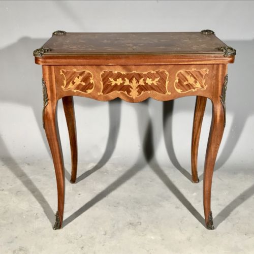 FRENCH MARQUETRY GAMES TABLE WITH BRASS MOUNTS - ADDITIONAL PHOTO 2