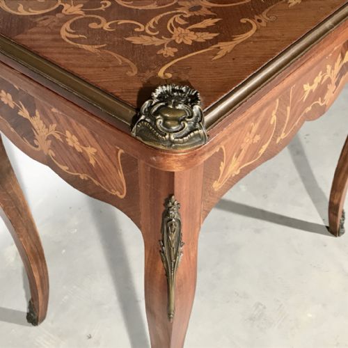 FRENCH MARQUETRY GAMES TABLE WITH BRASS MOUNTS - ADDITIONAL PHOTO 4
