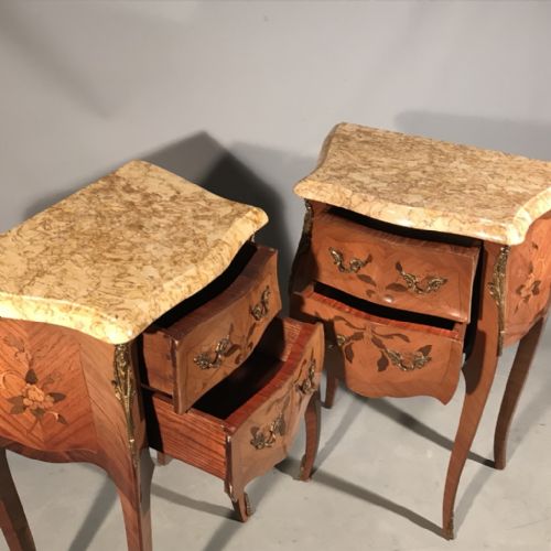 LARGE PAIR OF FRENCH MARQUETRY BEDSIDE TABLES - ADDITIONAL PHOTO 1