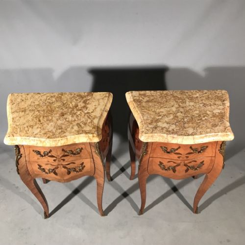 LARGE PAIR OF FRENCH MARQUETRY BEDSIDE TABLES - ADDITIONAL PHOTO 2