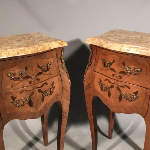 LARGE PAIR OF FRENCH MARQUETRY BEDSIDE TABLES - ADDITIONAL PHOTO 3