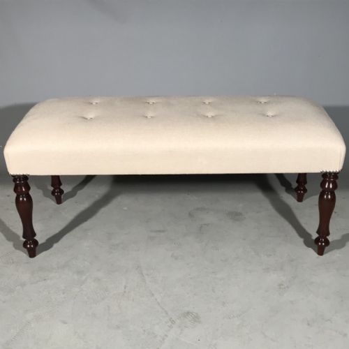 VICTORIAN BUTTONED LINEN LONG STOOL - ADDITIONAL PHOTO 3