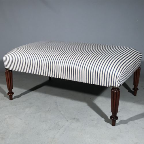 georgian footstool with ticking fabric - CATEGORY: ANTIQUE STOOLS - DATED GEORGIAN