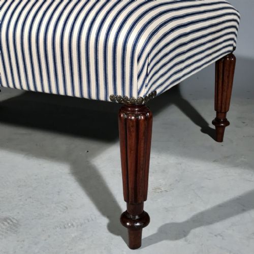 GEORGIAN FOOTSTOOL WITH TICKING FABRIC - ADDITIONAL PHOTO 1