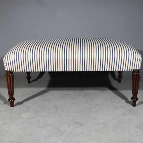 GEORGIAN FOOTSTOOL WITH TICKING FABRIC - ADDITIONAL PHOTO 2