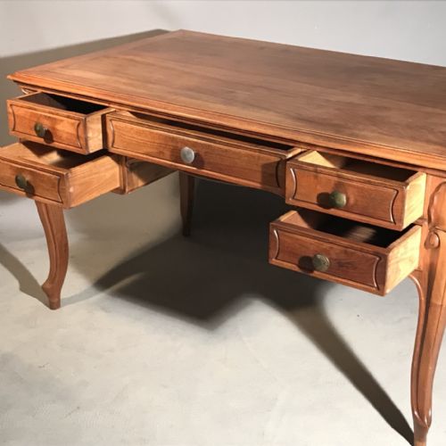 GOOD SIZE FRENCH CHERRYWOOD DESK - ADDITIONAL PHOTO 4