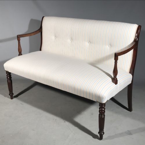 regency 2 seat window seat with regency stripe - CATEGORY: ANTIQUE SOFAS - DATED REGENCY