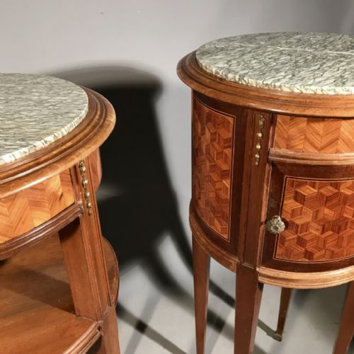 PAIR OF FRENCH PARQUETRY ROUND SIDE TABLES - ADDITIONAL PHOTO 1
