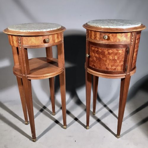 PAIR OF FRENCH PARQUETRY ROUND SIDE TABLES - ADDITIONAL PHOTO 2