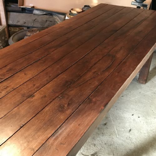 FRENCH THICK OAK PLANK TOP TABLE 213CM LONG - ADDITIONAL PHOTO 1