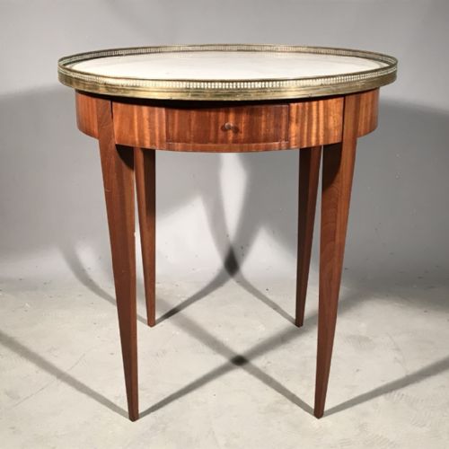 french mahogany bouillotte table with marble top - CATEGORY: ANTIQUE TABLES - DATED 1920