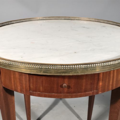 FRENCH MAHOGANY BOUILLOTTE TABLE WITH MARBLE TOP - ADDITIONAL PHOTO 1