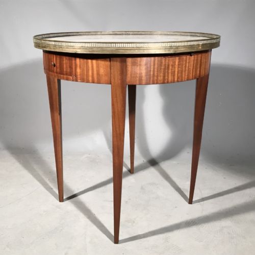 FRENCH MAHOGANY BOUILLOTTE TABLE WITH MARBLE TOP - ADDITIONAL PHOTO 2